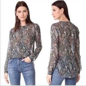 Veronica Beard Size 2 Silk Paisley Hi Low Gayle Surplice Long Sleeve Blouse
